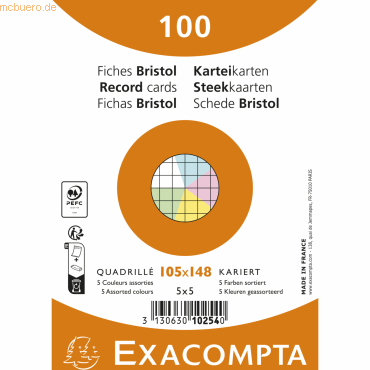 Exacompta Karteikarte 10254E A6 kariert sortiert 100 Stück Exacompta Karteikarte 10254E A6 kariert sortiert 100 Stück von Exacompta