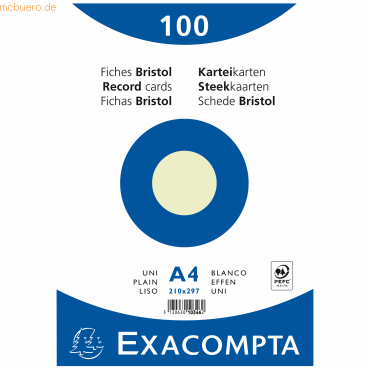 Exacompta Karteikarte 10346E DIN A4 blanko grün 100 Stück von Exacompta