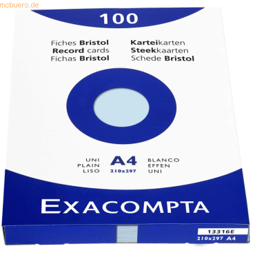 Exacompta Karteikarten A4 blanko blau VE=100 Stück von Exacompta