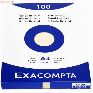 Exacompta Karteikarten A4 blanko chamois VE=100 Stück von Exacompta