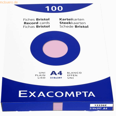 Exacompta Karteikarten A4 blanko rosa VE=100 Stück von Exacompta