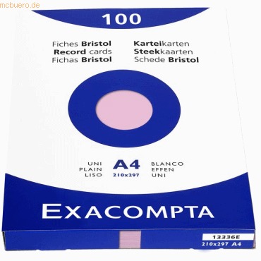 Exacompta Karteikarten A4 blanko rosa VE=100 Stück Exacompta Karteikarten A4 blanko rosa VE=100 Stück von Exacompta