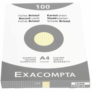 Exacompta Karteikarten A4 kariert gelb VE=100 Stück von Exacompta