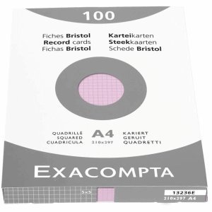 Exacompta Karteikarten A4 kariert rosa VE=100 Stück von Exacompta