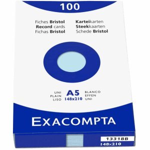 Exacompta Karteikarten A5 blanko blau VE=100 Stück von Exacompta