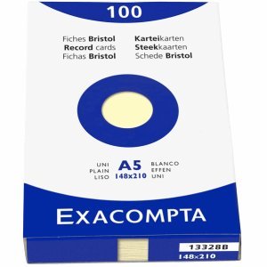 Exacompta Karteikarten A5 blanko gelb VE=100 Stück von Exacompta