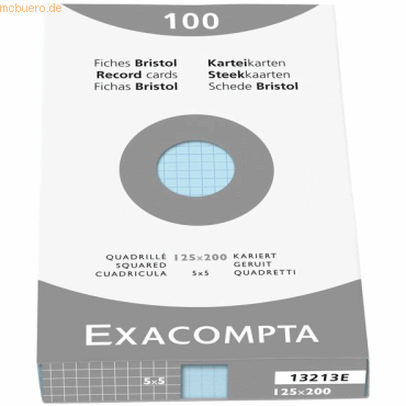 Exacompta Karteikarten A5 kariert blau VE=100 Stück von Exacompta