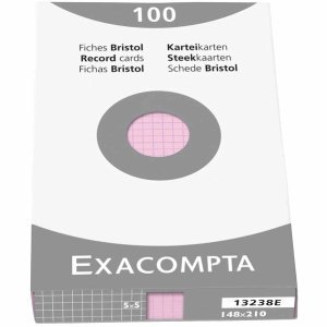 Exacompta Karteikarten A5 kariert rosa VE=100 Stück von Exacompta
