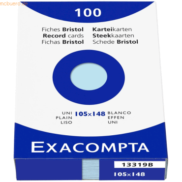 Exacompta Karteikarten A6 blanko blau VE=100 Stück von Exacompta