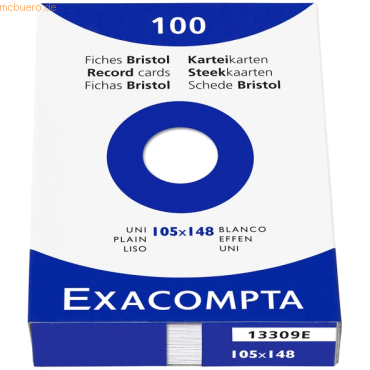 Exacompta Karteikarten A6 blanko weiß VE=100 Stück von Exacompta