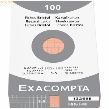 Exacompta Karteikarten A6 kariert orange VE=100 Stück von Exacompta
