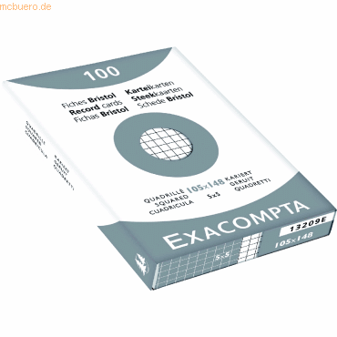 Exacompta Karteikarten A6 kariert weiß VE=100 Stück von Exacompta