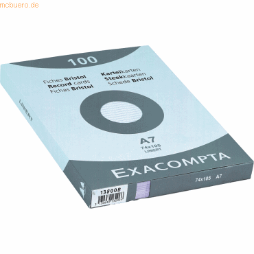 Exacompta Karteikarten A7 liniert weiß VE=100 Stück von Exacompta