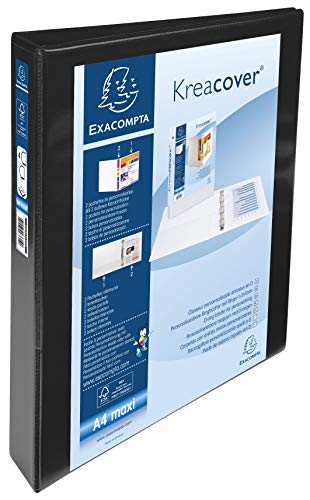 Exacompta Kreacover PP Ringbuch, A4 Maxi, 4 D-Ringe, 47 mm Rücken, schwarz Exacompta Kreacover PP Ringbuch, A4 Maxi, 4 D-Ringe, 47 mm Rücken, schwarz von Exacompta