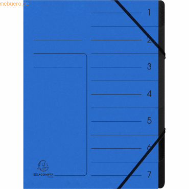 Exacompta Ordnungsmappe 540702E DIN A4 7 Fächer Karton blau von Exacompta