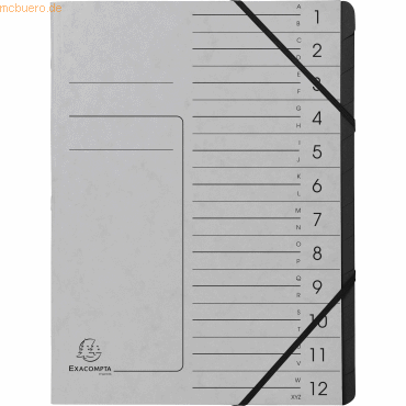 Exacompta Ordnungsmappe 541211E DIN A4 12 Fächer Karton grau Exacompta Ordnungsmappe 541211E DIN A4 12 Fächer Karton grau von Exacompta