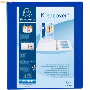 Exacompta Präsentationsringbuch Kreacover A4+ 25mm 4 Ringe blau von Exacompta