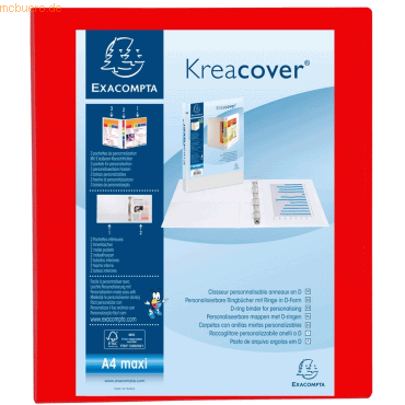 Exacompta Präsentationsringbuch Kreacover A4+ 25mm 4 Ringe rot von Exacompta