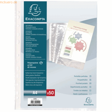 Exacompta Prospekthüllen A4 PP 60my glasklar VE=50 Stück von Exacompta