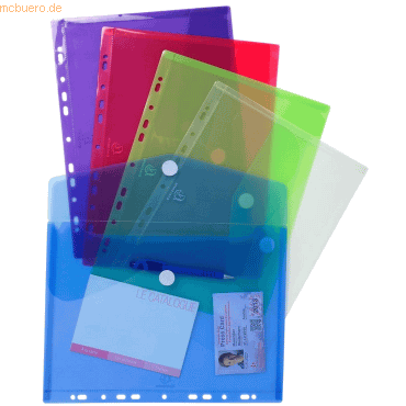 Exacompta Prospekttasche mit Klettverschluss gelocht A4 farbig sortier von Exacompta