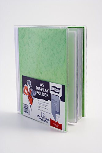 Exacompta - Ref 3176Z – Europa – Premium-PVC-Ordner, geeignet für A5, 230 x 184 mm, 300 Mikron meliertes Pressbrett in PVC-Taschen, transparenter geschweißter Rücken, 12 Taschen von Exacompta