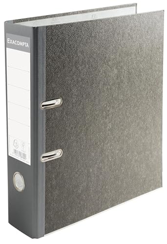 Exacompta - Ref. 53709E - Karton mit 20 Aktenordnern, Marmorpapier, grau, Rücken 80 mm, Mechanik 80 mm, Außenmaße: 32 x 29 cm, A4-Format, Grau, Rücken grau von Exacompta