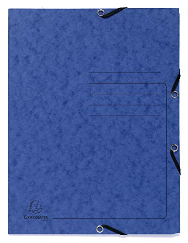 Exacompta - Ref 55402E – Gummizugmappe mit 3 Klappen, 240 x 320 mm, geeignet für A4-Dokumente, 355 g/m², melierter Presskarton, Blau, 25 Stück von Exacompta