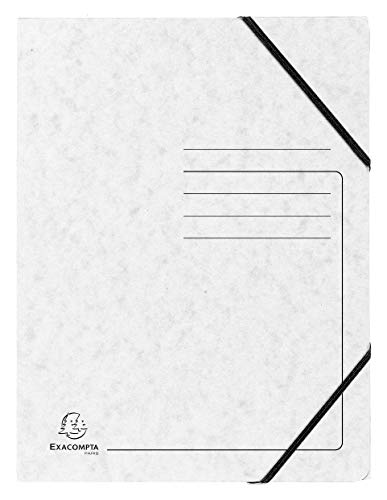 Exacompta - Ref 55406E - Elastischer Ordner mit 3 Klappen, 240 x 320 mm, geeignet für die Aufbewahrung von A4-Dokumenten, 355 g/m², melierter Presskarton, Weiß, 25 Stück von Exacompta