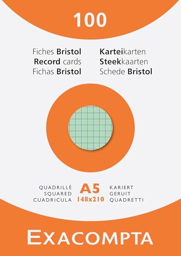 Exacompta - Ref. 13378E Karteikarten, kariert, 5 x 5 mm, ungelocht, Format 148 x 210 mm, 10 Packungen à 100 Stück, verschiedene Farben Exacompta - Ref. 13378E Karteikarten, kariert, 5 x 5 mm, ungelocht, Format 148 x 210 mm, 10 Packungen à 100 Stück, verschiedene Farben von Exacompta