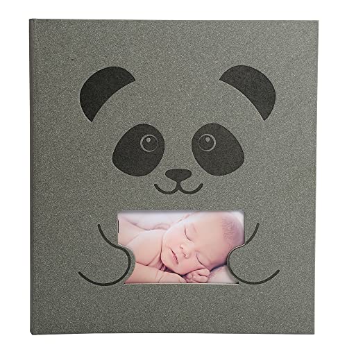 Exacompta - Ref. 16561E – Karton mit 2 Fotoalben, Buch, 60 schwarze Seiten Zephire – Format 29 x 32 cm – grauer Papiereinband mit Panda-Motiv – Bi-Material Effekt – 300 Fotos von Exacompta