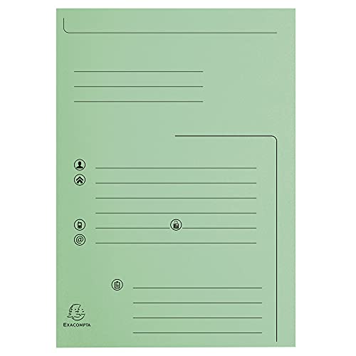 Exacompta - Ref. 334004E – Karton mit 5 Packungen mit je 25 Schnellheftern bedruckt mit 2 Klappen SUPER 210 g/m² – Pastellfarben – PEFC™ zertifiziert – Maße: 24 x 32 cm für DIN A4 – Farbe hellgrün von Exacompta