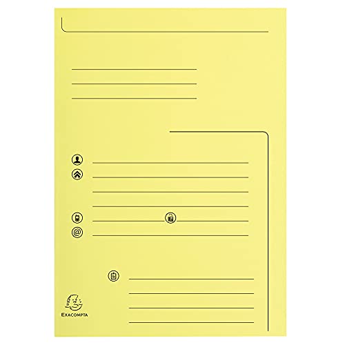 Exacompta - Ref. 334005E - Karton mit 5 Packungen mit je 25 Schnellheftern bedruckt mit 2 Klappen SUPER 210 g/m² - Pastellfarben - PEFC™ zertifiziert - Maße: 24 x 32 cm für DIN A4 - Farbe Kanarienrot von Exacompta