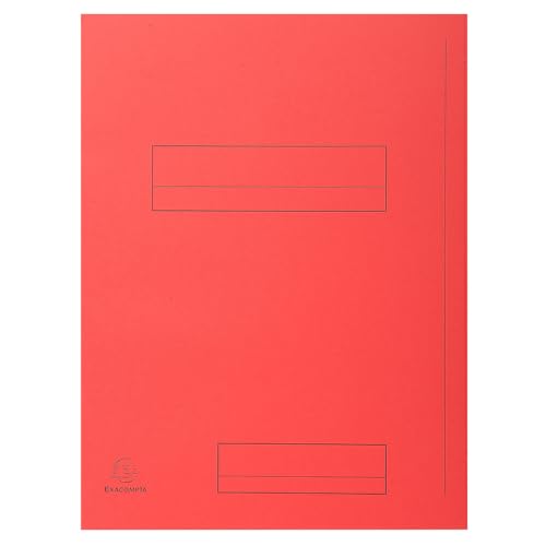 Exacompta - Ref. 335008E - Karton mit 5 Packungen mit je 50 Schnellheftern bedruckt mit 2 Klappen SUPER 210 g/m² - Pastellfarben - PEFC™ zertifizierte Mappen - Maße: 24 x 32 cm für DIN A4 - rot von Exacompta