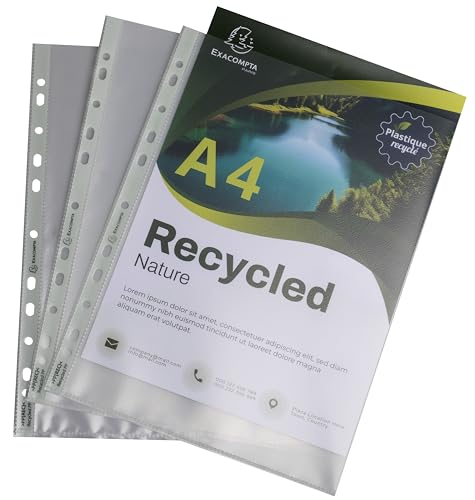 Exacompta - Ref. 5350E – Beutel mit 25 gelochten Hüllen A4 Forever – aus recyceltem genarbtem Polypropylen – Dicke 12/100 – Maße: 23 x 30,5 cm – transparent von Exacompta