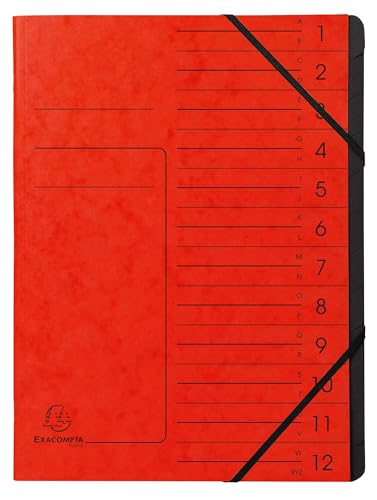 Exacompta - Ref. 541205E – Karton mit 10 Ordnern mit Klammerrücken – mit Gummibändern – bedruckter Deckel aus Glanzkarton und schwarzer Innenseite aus recycelter Karte – 12 Fächer – 24,5 x 32 cm – A4 von Exacompta