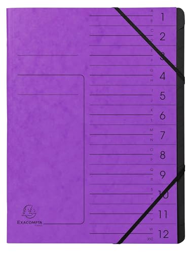 Exacompta - Ref. 541208E – Karton mit 10 Ordnern mit Klammerrücken – mit Gummibändern – bedruckter Deckel aus Glanzkarton – innen aus schwarzer recycelter Karte – 12 Fächer – 24,5 x 32 cm – A4 Exacompta - Ref. 541208E – Karton mit 10 Ordnern mit Klammerrücken – mit Gummibändern – bedruckter Deckel aus Glanzkarton – innen aus schwarzer recycelter Karte – 12 Fächer – 24,5 x 32 cm – A4 von Exacompta