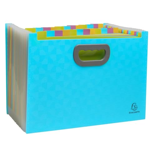 Exacompta - Ref. 55199E – Karton mit 4 Fächern, erweiterbar, offen, mit Griffen Pop'Nco – Deckel aus recyceltem PP – innen aus PP – 24 Fächer – Maße: 33 x 23,5 x 25 cm – Farbe Cyan Exacompta - Ref. 55199E – Karton mit 4 Fächern, erweiterbar, offen, mit Griffen Pop'Nco – Deckel aus recyceltem PP – innen aus PP – 24 Fächer – Maße: 33 x 23,5 x 25 cm – Farbe Cyan von EXACOMPTA