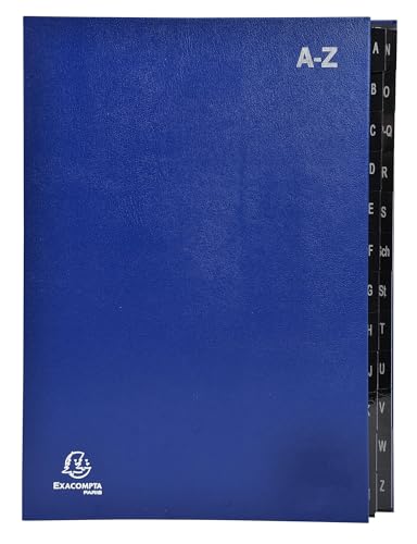 Exacompta - Ref. 57222E Ordnungsmappen mit 8 Ordnern, fester Einband, innen aus recycelter Karte, laminierte Registerkarten von A bis Z, 24 Fächer, Maße: 24 x 34 cm, Farbe: Blau Exacompta - Ref. 57222E Ordnungsmappen mit 8 Ordnern, fester Einband, innen aus recycelter Karte, laminierte Registerkarten von A bis Z, 24 Fächer, Maße: 24 x 34 cm, Farbe: Blau von EXACOMPTA