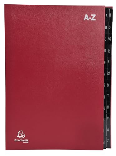 Exacompta - Ref. 57225E Ordnungsmappen mit 8 Ordnern, fester Einband, innen aus recycelter Karte, laminierte Registerkarten von A bis Z, 24 Fächer, Maße: 24 x 34 cm, rot Exacompta - Ref. 57225E Ordnungsmappen mit 8 Ordnern, fester Einband, innen aus recycelter Karte, laminierte Registerkarten von A bis Z, 24 Fächer, Maße: 24 x 34 cm, rot von EXACOMPTA