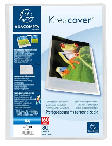 Exacompta 5788E 8er Pack Sichtmappe KreaCover Chromaline aus Kunststoff DIN A4 mit 80 Klarsichthüllen, 160 Sichten, Tasche am Vorderdeckel zum selbstgestalten, Aktenhülle, Prospekthülle, transparent Exacompta 5788E 8er Pack Sichtmappe KreaCover Chromaline aus Kunststoff DIN A4 mit 80 Klarsichthüllen, 160 Sichten, Tasche am Vorderdeckel zum selbstgestalten, Aktenhülle, Prospekthülle, transparent von Exacompta