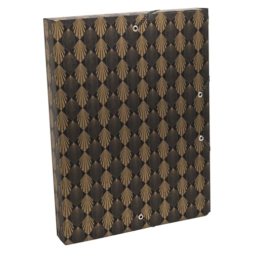 Exacompta - Ref. 59450E - Ordner Neo Déco mit schwarzen und goldfarbenen Gummibändern - aus Glanzkarton 600g/m² - Rücken 4 cm - Größe 25 x 33 cm - für DIN A4 - verschiedene Farben von EXACOMPTA