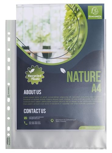 Exacompta - Ref. 5995E – Beutel mit 50 gelochten Hüllen A4 Maxi Forever – aus recyceltem genarbtem Polypropylen – Dicke 9/100 – Maße: 23 x 30,5 cm – kristallklar Exacompta - Ref. 5995E – Beutel mit 50 gelochten Hüllen A4 Maxi Forever – aus recyceltem genarbtem Polypropylen – Dicke 9/100 – Maße: 23 x 30,5 cm – kristallklar von Exacompta