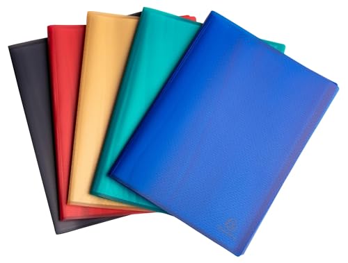 Exacompta - Ref. 78580E – Karton mit 15 Dokumentenmappen Opak recycelt, 80 genarbte Hüllen – 160 Seiten – für DIN A4 – Deckel 4/10, halbblickdicht – 5 Farben sortiert von Exacompta