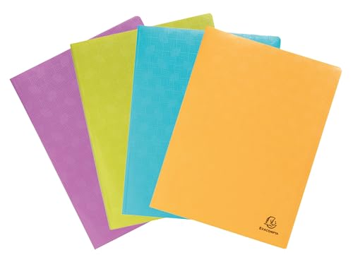Exacompta - Ref. 88930E – Karton mit 12 Sichtmappen Pop'N Co – 30 genarbte Hüllen – 60 Seiten – für A4 – Maße: 24 x 32 cm – Einband aus recyceltem Polypropylen, halbstarr, 4 verschiedene Farben von EXACOMPTA
