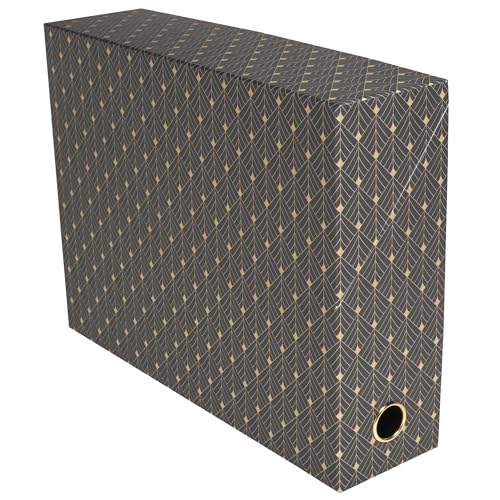 Exacompta - Ref. 89450E - 1 Transferbox Neo Déco - Rücken 90 mm - Grifföse gold - Maße 25,5 x 9 x 34 cm - Klebeetiketten - zufällige Farbauswahl - fertig montiert von Exacompta