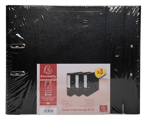 Exacompta - Ref. 918401SE – Karton mit 4 x 3 Aktenordnern, Rücken 80 mm, A4-Format, außen aus Polypropylen, innen Papier, Schwarz Exacompta - Ref. 918401SE – Karton mit 4 x 3 Aktenordnern, Rücken 80 mm, A4-Format, außen aus Polypropylen, innen Papier, Schwarz von Exacompta