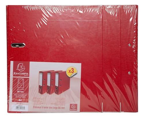 Exacompta - Ref. 918403SE – Karton mit 4 x 3 Aktenordnern, Rücken 80 mm, A4-Format, außen aus Polypropylen, innen Papier, Rot Exacompta - Ref. 918403SE – Karton mit 4 x 3 Aktenordnern, Rücken 80 mm, A4-Format, außen aus Polypropylen, innen Papier, Rot von Exacompta