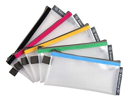 Exacompta Reißverschlusstaschen aus Netzstoff, transparent, 8 x 18 cm, verschiedene Farben, 10 Stück von Exacompta
