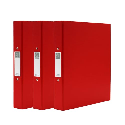 Exacompta Ringbuch, A4, 30 mm Rücken, 2 Ringe, Dokumentenmappe, sortiert, 3 Stück, rot, Schreibwarenordner zum Abheften von Dokumenten und Dokumentenorganisation – 226/0008Z von Exacompta