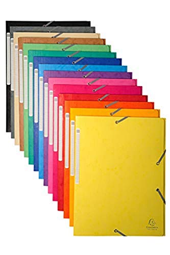 Exacompta 17100H 50er Pack Premium Einschlagmappe. Aus extra starkem Colorspan-Karton DIN A4 mit 2 Gummizügen und 3 Klappen farbig sortiert Sammelmappe Dokumentenmappe ideal für Büro und Schule von Exacompta